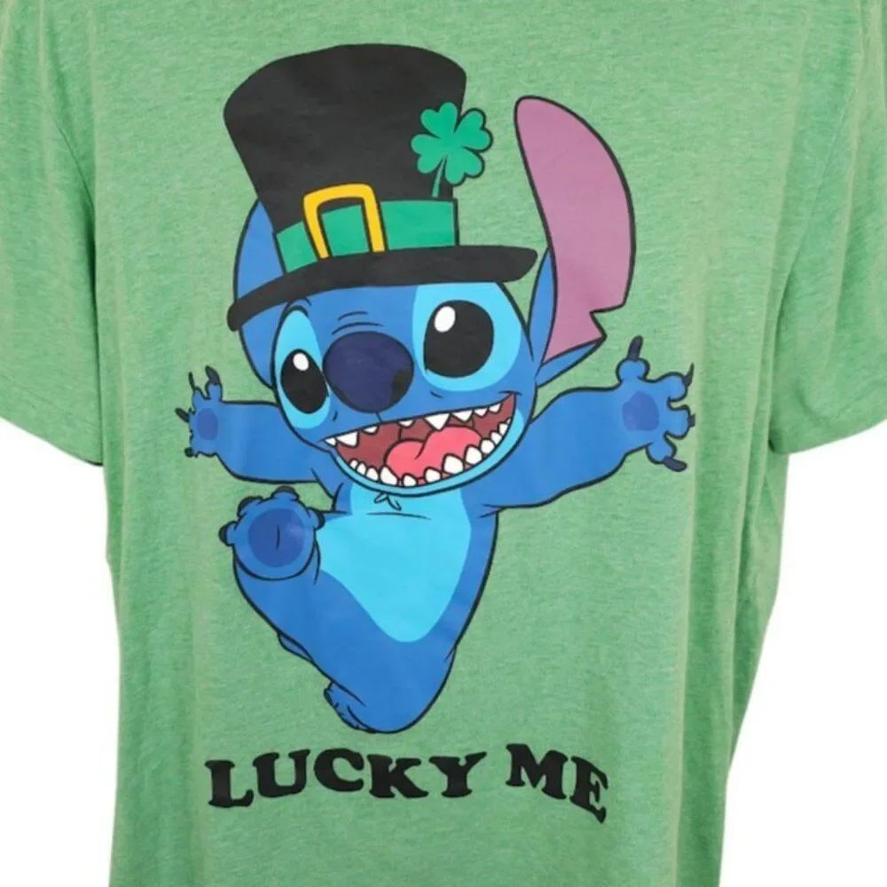Lilo & Stitch T Shirt Mens Size XL Green St Patricks Day Lucky Me Disney